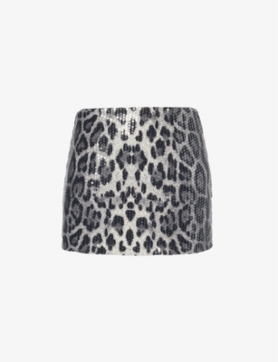 AMY LYNN: Leopard sequin-embellished micro-mini woven skirt