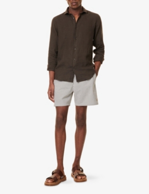 Polo Ralph Lauren Mens Traveler Striped Swim Shorts New Olive Seersucker In New Olive Seersucker