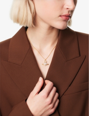 VIVIENNE WESTWOOD JEWELLERY: Agnatha brass and cubic zirconia pendant necklace