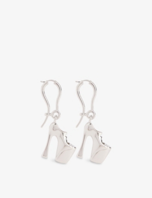 VIVIENNE WESTWOOD JEWELLERY: Alienor Platinum-Plated Brass Earrings