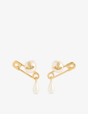VIVIENNE WESTWOOD JEWELLERY: Claude Small Gold-Plated Brass and Pearl Stud Earrings