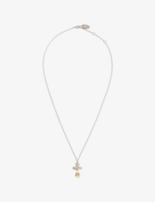 VIVIENNE WESTWOOD JEWELLERY: Ismene Silver-Toned Plated Brass and Cubic Zirconia Drop Pendant Necklace