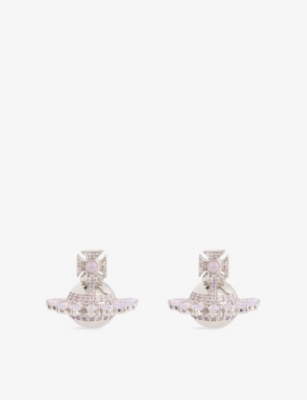 VIVIENNE WESTWOOD JEWELLERY: Jordana Platinum-Plated Brass And Crystal Earrings