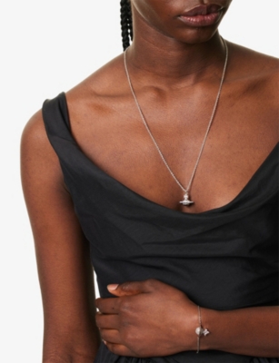 VIVIENNE WESTWOOD JEWELLERY: Jordana Silver-Toned Plated Brass and Cubic Zirconia Pendant Necklace