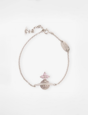 VIVIENNE WESTWOOD JEWELLERY: Tiziana Platinum-Plated 925 Sterling-Silver and Cubic Zirconia Bracelet