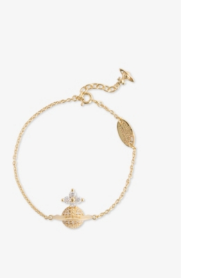 VIVIENNE WESTWOOD JEWELLERY: Tiziana Gold-Plated 925 Sterling-Silver and Cubic Zirconia Bracelet