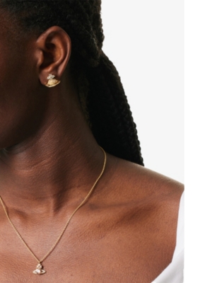 VIVIENNE WESTWOOD JEWELLERY: Tiziana Gold-Plated 925 Sterling-Silver and Cubic Zirconia Earrings