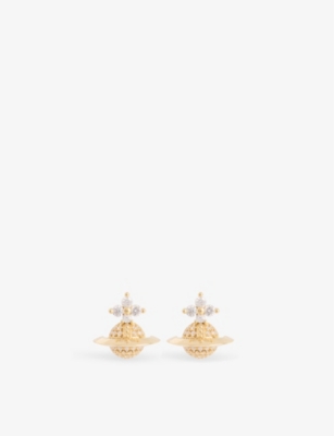 VIVIENNE WESTWOOD JEWELLERY: Tiziana Gold-Plated 925 Sterling-Silver and Cubic Zirconia Earrings