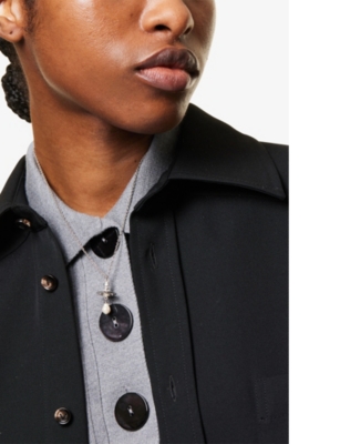 VIVIENNE WESTWOOD JEWELLERY: Tiziana Platinum-Plated Sterling-Silver and Cubic Zirconia Pendant Necklace
