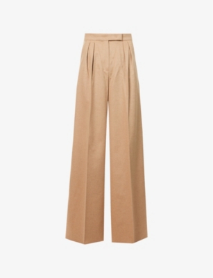 Max Mara Fagus High-rise Wool Wide-leg Pants In Cammello