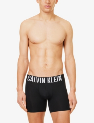 Calvin Klein Mens  Branded-waistband Pack Of Three Stretch-recycled Polyester Boxer Briefs In Black, Black, Black
