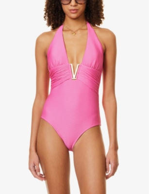 HEIDI KLEIN: Tulum V-bar halterneck swimsuit
