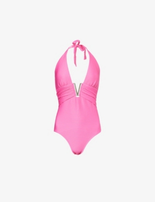 HEIDI KLEIN: Tulum V-bar halterneck swimsuit