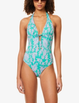 Heidi Klein Womens  Santa Rosa Halterneck Swimsuit In Prt-prt