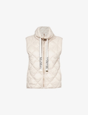 Max Mara Cube Womens Sabbia Tregic Logo-drawstring Shell-down Gilet