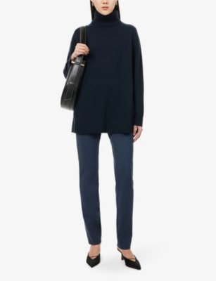 THEORY: Zaine two-slip-pockets straight-leg high-rise stretch-woven trousers