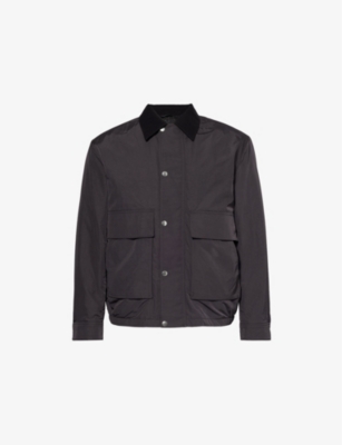 Theory Womens Utility Twill-collar Relaxed-fit Woven Jacket Charcoal In Charcoal