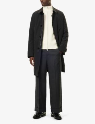 Theory Mens Tomas Front-zip Ribbed Merino Wool Knitted Knitwear White Ivory In White Ivory