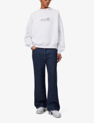 Sisters & Seekers Womens Grey Marl Sport Brand-embroidery Cotton-blend Sweatshirt In Grey Marl
