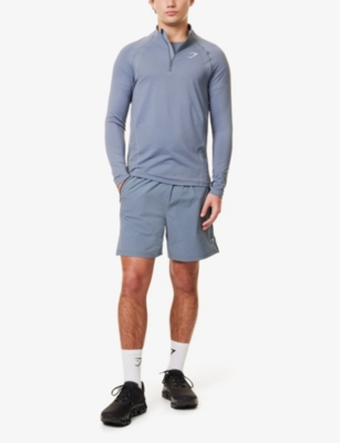 Gymshark Mens Gs Iron Blue/gs Cool Blu Apex Seamless 1/4 Zip Stretch-woven Top Xs In Gs Iron Blue/gs Cool Blu