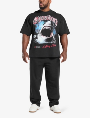 GYMSHARK MENS SHARK GRAPHIC SHORT-SLEEVE COTTON-JERSEY T-SHIRT GS BLACK XXL 