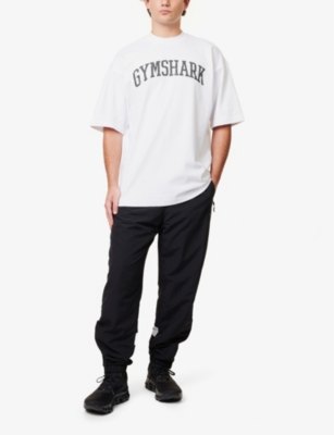 Gymshark Mens Collegiate Logo-print Oversized Cotton-jersey T-shirt Gs White In Gs White