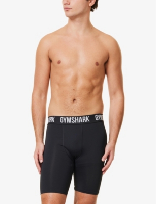 Gymshark Mens Element Baselayer Logo-waistband Stretch-woven Shorts Black In Black