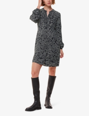 WHISTLES: Chain-print round-neck woven mini shirt dress