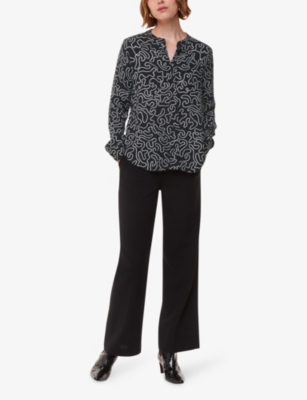 Whistles Chain Print Shirt, Size 14 In Black