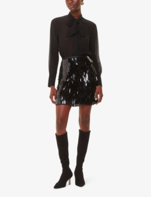 Whistles Sword Sequin Mini Skirt In Black