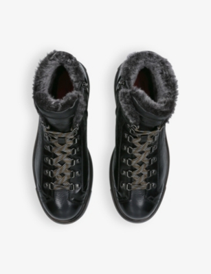 SANTONI: St. Moritz shearling-lined leather boots