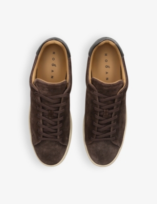 HOGAN MENS DARK BROWN H672 VINTAGE SUEDE LOW-TOP TRAINERS EUR 44 / 10 UK 