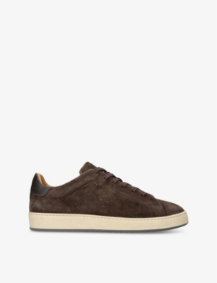 Shop Hogan Mens Dark Brown H672 Vintage Suede Low-top Trainers Eur 44 / 10 Uk