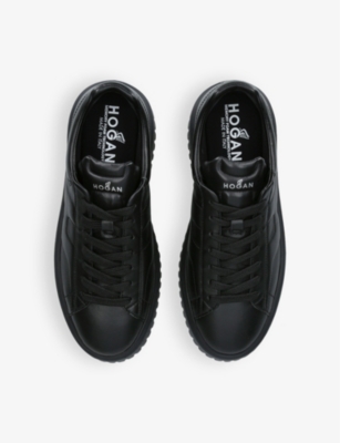 Hogan Leather H-stripes Tread Sneakers In Black