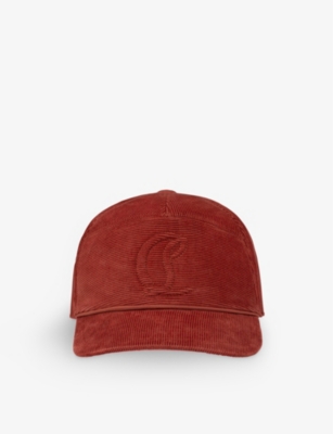 Christian Louboutin Mens Brownie Enky Mooncrest Velvet Corduroy Cap In Brownie