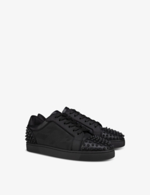 Christian Louboutin Men Louis Junior Spikes Borchie Punta Sneaker In Black