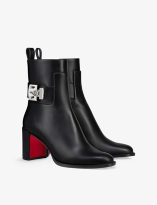 Christian Louboutin Womens Booty Lock 70 Leather Heeled Courts Blac In Black