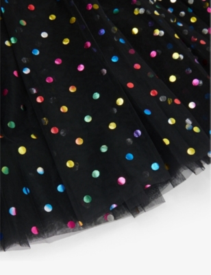 Bob & Blossom Polka Dot-print Tutu Cotton-blend Dress 1-8 Y In Black Spot
