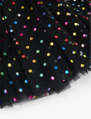 Shop Bob & Blossom Polka Dot-print Tutu Cotton-blend Dress 1-8 Y In Black Spot