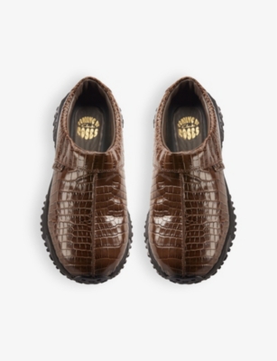 Clarks X Martine Rose Womens  Clog 1 Croc-embossed Leather Clogs In Brown Croc Lea