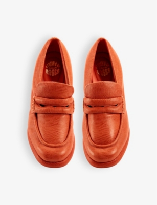 Clarks X Martine Rose Womens  Martine Rose X Clarks Loafer 1 Leather-blend Heeled Loafers In Orange Int Lea