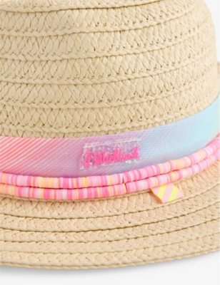 BILLIE BLUSH: Wide-brim ribbon straw hat