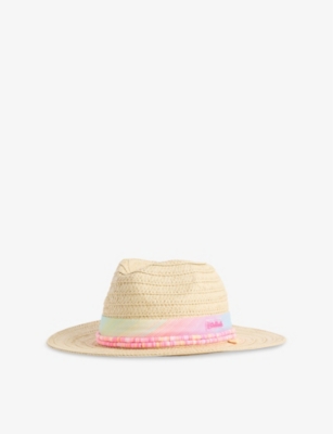BILLIE BLUSH: Wide-brim ribbon straw hat