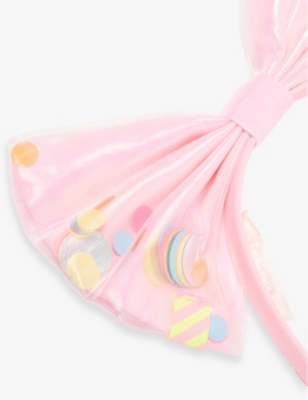 BILLIE BLUSH PINK KIDS' BOW MESH HEADBAND 