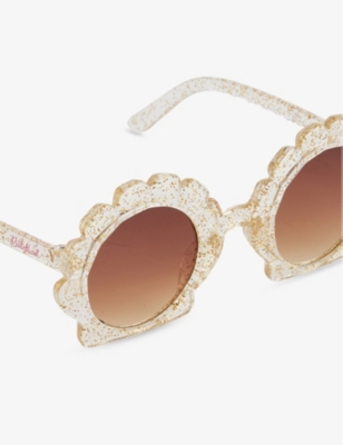 BILLIE BLUSH: Shell-Frame Glitter Plastic Sunglasses