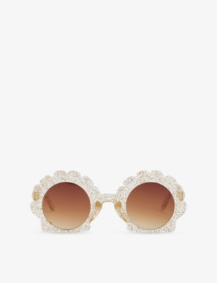 BILLIE BLUSH: Shell-Frame Glitter Plastic Sunglasses