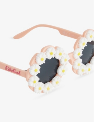 BILLIE BLUSH: Flower-Frame Glitter Plastic Sunglasses