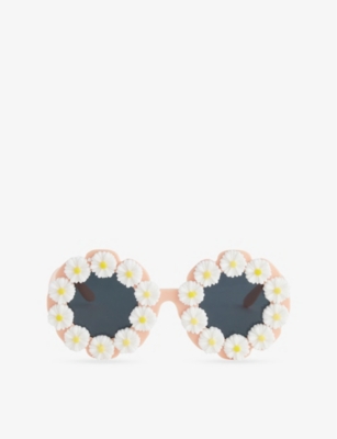 BILLIE BLUSH: Flower-Frame Glitter Plastic Sunglasses