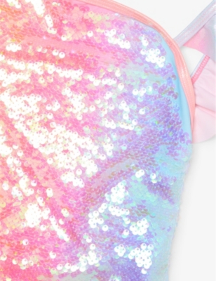 BILLIE BLUSH: Sequin Hologram Swimsuit 4-10 Years