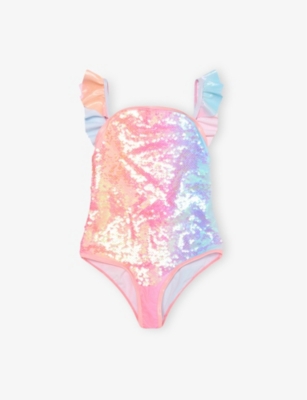 BILLIE BLUSH: Sequin Hologram Swimsuit 4-10 Years